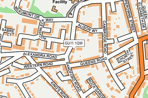 GU11 1QW map - OS OpenMap – Local (Ordnance Survey)