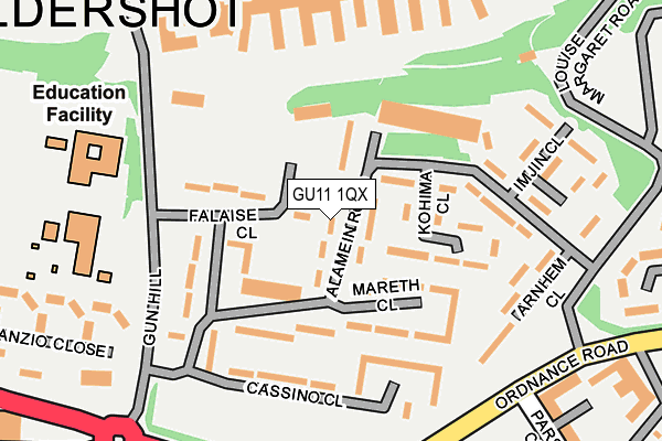 GU11 1QX map - OS OpenMap – Local (Ordnance Survey)