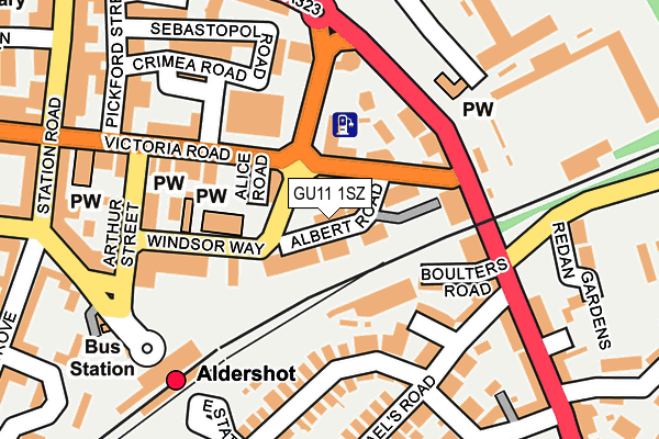 GU11 1SZ map - OS OpenMap – Local (Ordnance Survey)