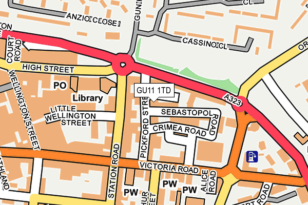 GU11 1TD map - OS OpenMap – Local (Ordnance Survey)