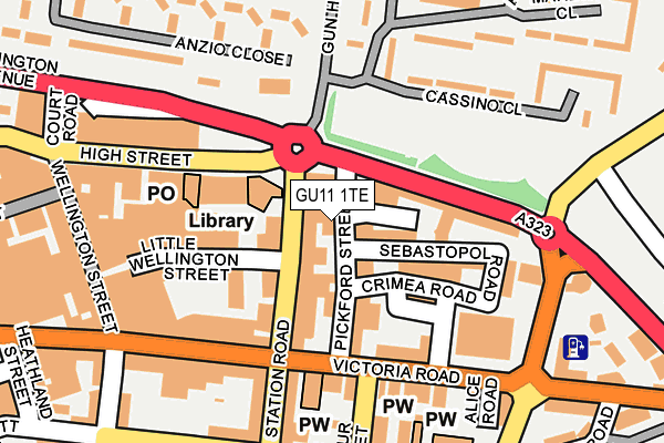 GU11 1TE map - OS OpenMap – Local (Ordnance Survey)