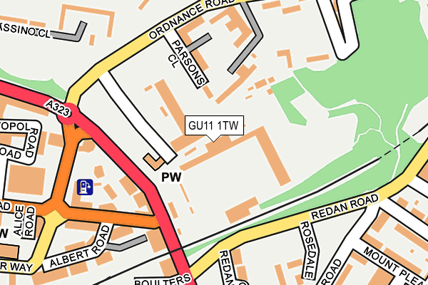 GU11 1TW map - OS OpenMap – Local (Ordnance Survey)