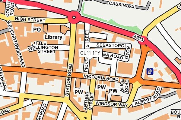 GU11 1TY map - OS OpenMap – Local (Ordnance Survey)