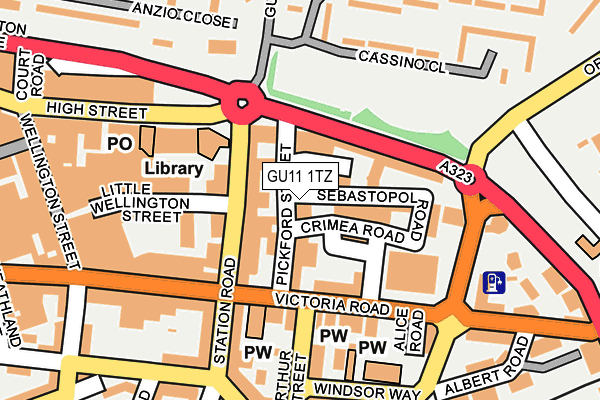 GU11 1TZ map - OS OpenMap – Local (Ordnance Survey)