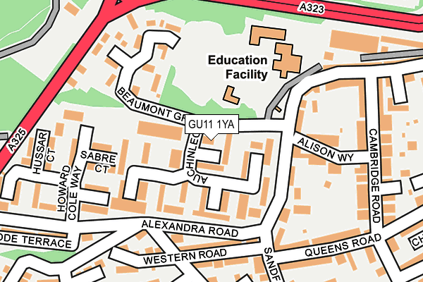 GU11 1YA map - OS OpenMap – Local (Ordnance Survey)