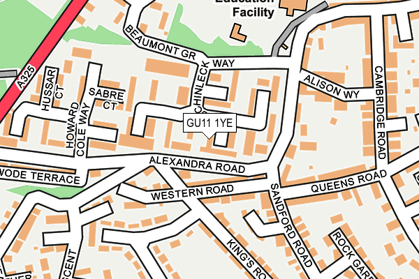 GU11 1YE map - OS OpenMap – Local (Ordnance Survey)