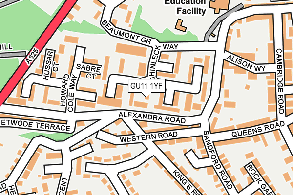 GU11 1YF map - OS OpenMap – Local (Ordnance Survey)