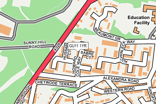 GU11 1YR map - OS OpenMap – Local (Ordnance Survey)