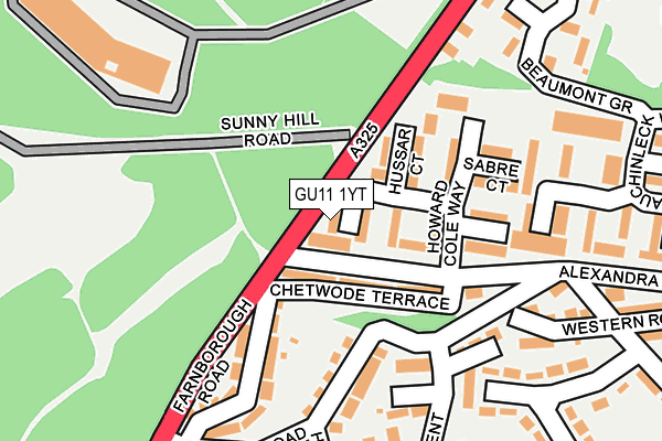 GU11 1YT map - OS OpenMap – Local (Ordnance Survey)