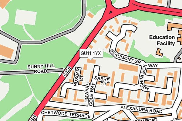 GU11 1YX map - OS OpenMap – Local (Ordnance Survey)