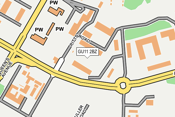 GU11 2BZ map - OS OpenMap – Local (Ordnance Survey)