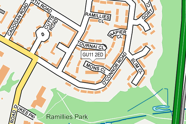 GU11 2ED map - OS OpenMap – Local (Ordnance Survey)