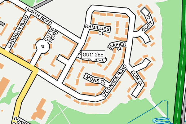 GU11 2EE map - OS OpenMap – Local (Ordnance Survey)