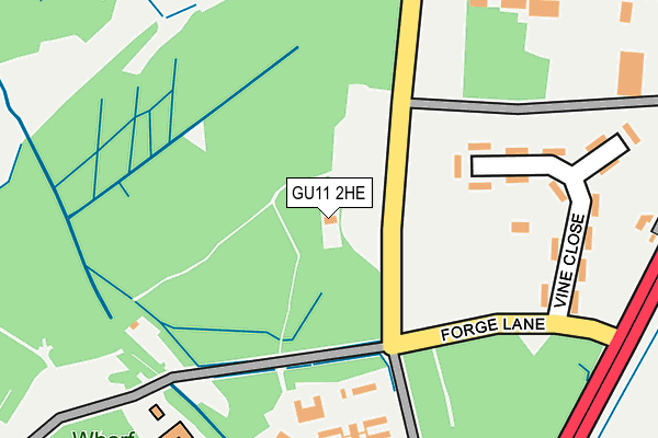 GU11 2HE map - OS OpenMap – Local (Ordnance Survey)