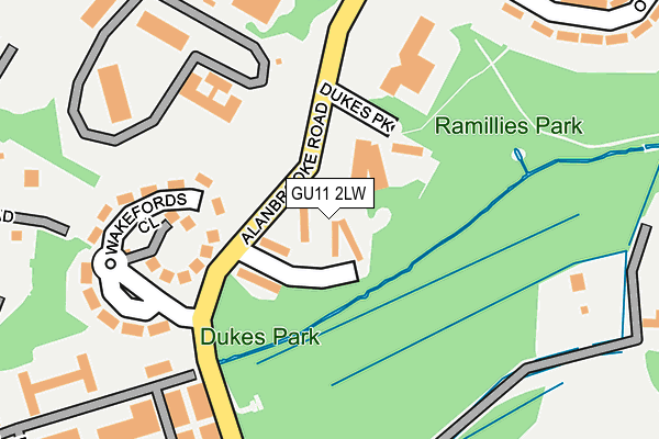 GU11 2LW map - OS OpenMap – Local (Ordnance Survey)
