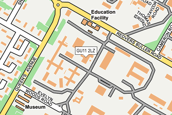 GU11 2LZ map - OS OpenMap – Local (Ordnance Survey)