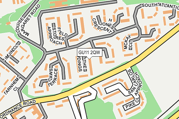 GU11 2QW map - OS OpenMap – Local (Ordnance Survey)