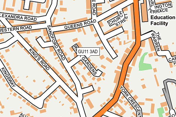 GU11 3AD map - OS OpenMap – Local (Ordnance Survey)