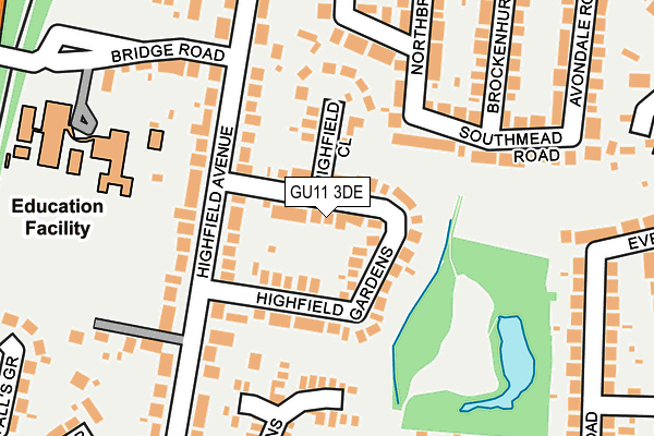 GU11 3DE map - OS OpenMap – Local (Ordnance Survey)