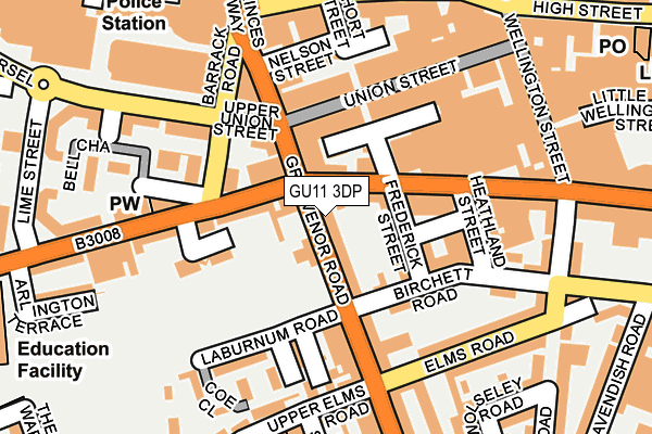 GU11 3DP map - OS OpenMap – Local (Ordnance Survey)