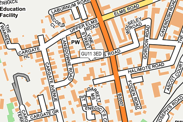 GU11 3ED map - OS OpenMap – Local (Ordnance Survey)