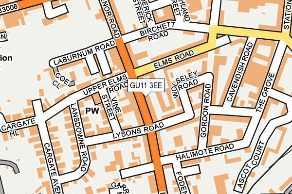 GU11 3EE map - OS OpenMap – Local (Ordnance Survey)