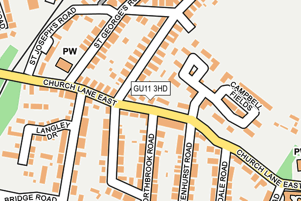 GU11 3HD map - OS OpenMap – Local (Ordnance Survey)