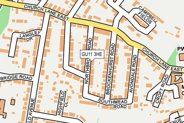 GU11 3HE map - OS OpenMap – Local (Ordnance Survey)