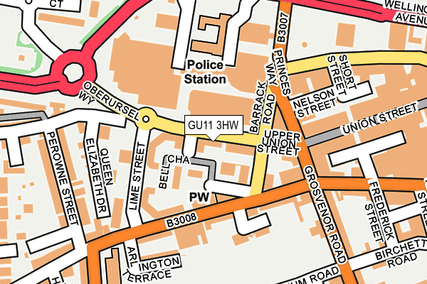GU11 3HW map - OS OpenMap – Local (Ordnance Survey)