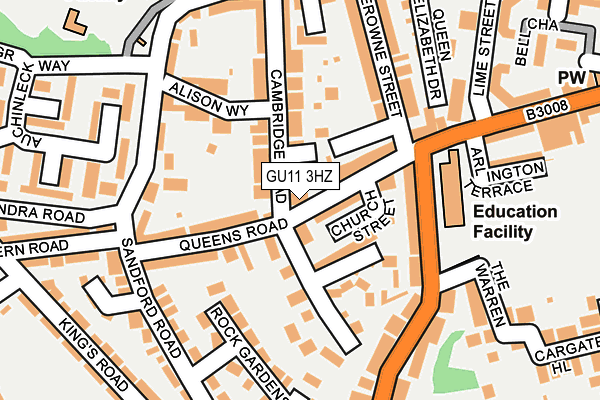 GU11 3HZ map - OS OpenMap – Local (Ordnance Survey)