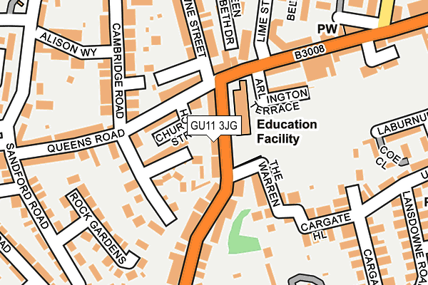 GU11 3JG map - OS OpenMap – Local (Ordnance Survey)