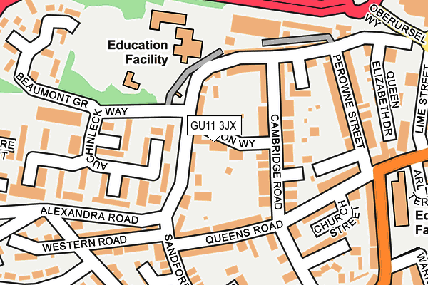 GU11 3JX map - OS OpenMap – Local (Ordnance Survey)