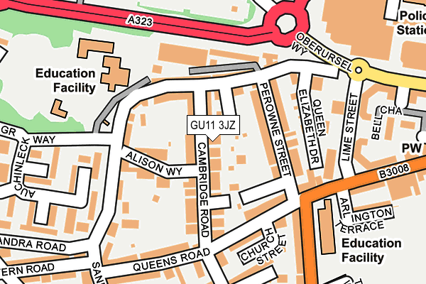 GU11 3JZ map - OS OpenMap – Local (Ordnance Survey)