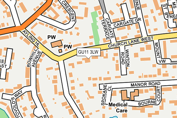 GU11 3LW map - OS OpenMap – Local (Ordnance Survey)