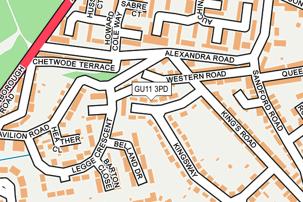 GU11 3PD map - OS OpenMap – Local (Ordnance Survey)