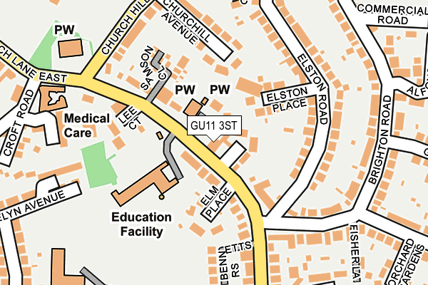 GU11 3ST map - OS OpenMap – Local (Ordnance Survey)