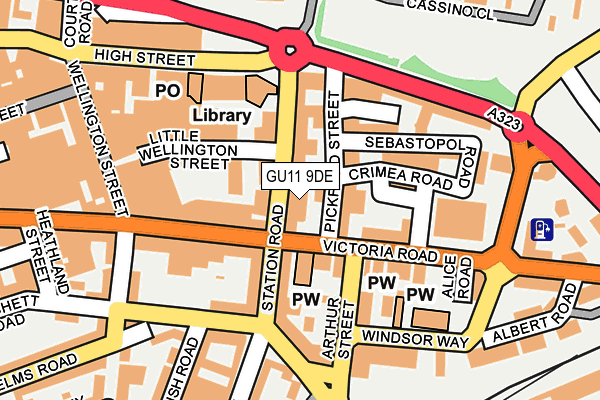 GU11 9DE map - OS OpenMap – Local (Ordnance Survey)