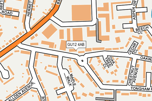 GU12 4AB map - OS OpenMap – Local (Ordnance Survey)