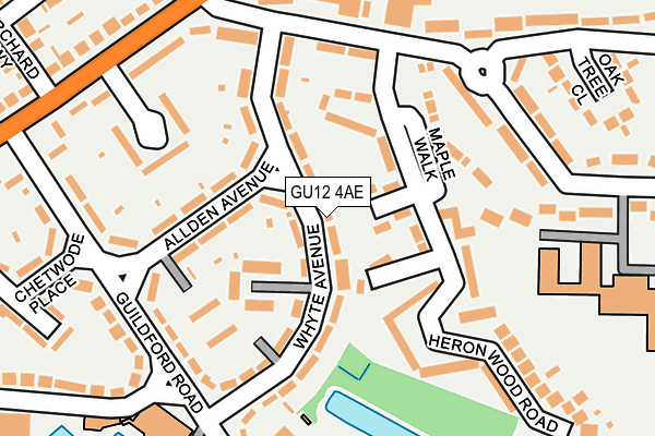 GU12 4AE map - OS OpenMap – Local (Ordnance Survey)