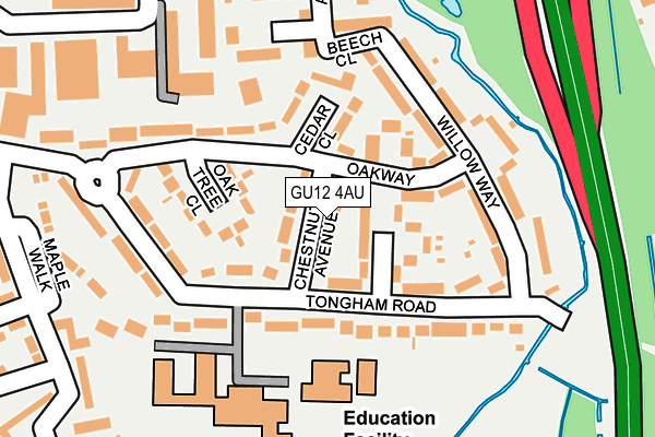 GU12 4AU map - OS OpenMap – Local (Ordnance Survey)