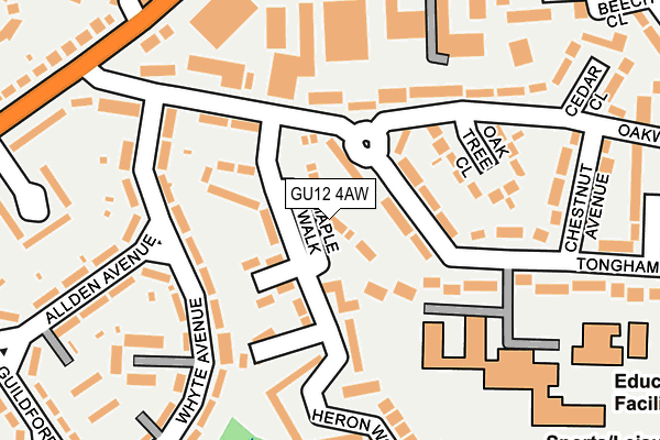 GU12 4AW map - OS OpenMap – Local (Ordnance Survey)