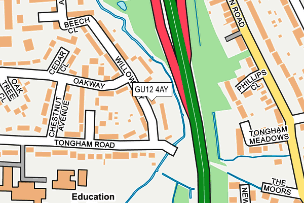 GU12 4AY map - OS OpenMap – Local (Ordnance Survey)