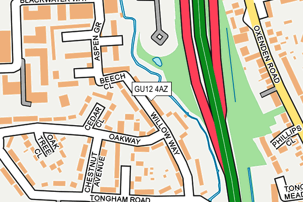 GU12 4AZ map - OS OpenMap – Local (Ordnance Survey)