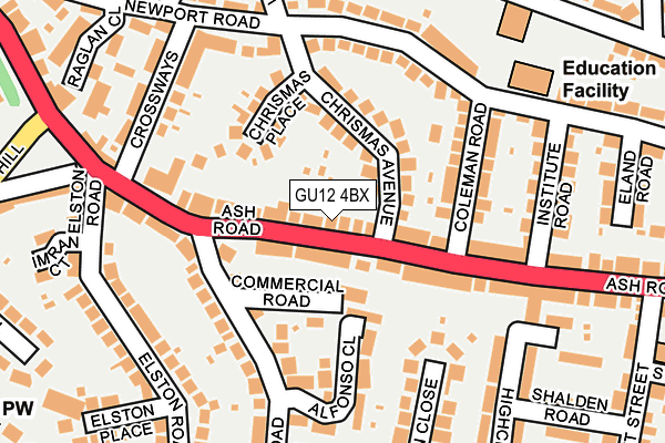 GU12 4BX map - OS OpenMap – Local (Ordnance Survey)