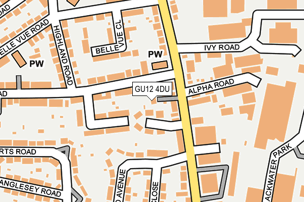 GU12 4DU map - OS OpenMap – Local (Ordnance Survey)