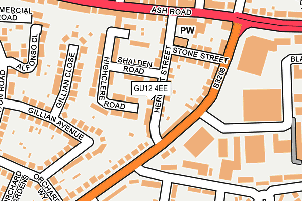 GU12 4EE map - OS OpenMap – Local (Ordnance Survey)