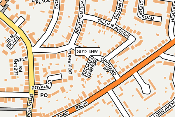 GU12 4HW map - OS OpenMap – Local (Ordnance Survey)