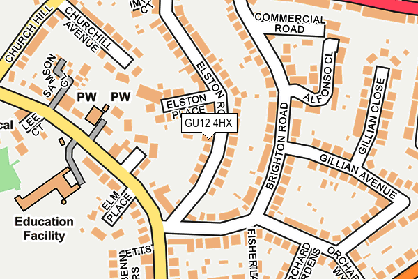 GU12 4HX map - OS OpenMap – Local (Ordnance Survey)