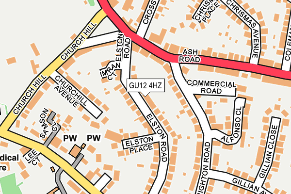 GU12 4HZ map - OS OpenMap – Local (Ordnance Survey)