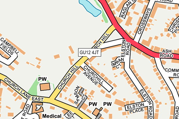 GU12 4JT map - OS OpenMap – Local (Ordnance Survey)